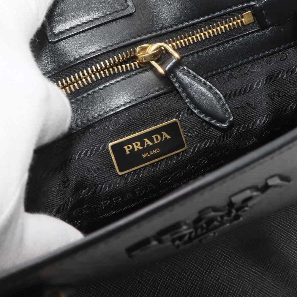 Prada Saffiano 2-way Hand/Shoulder Handbag, Leather, Nero Black, Gold Hardware - Picture 7 of 10